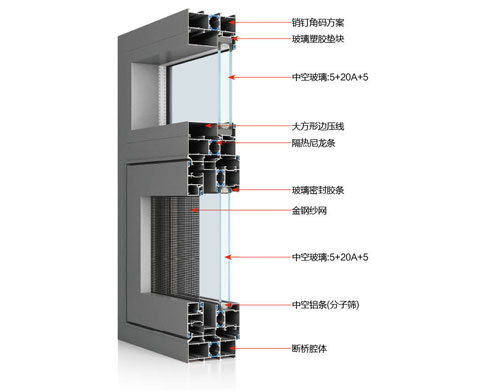 35X90单隐断桥平开窗